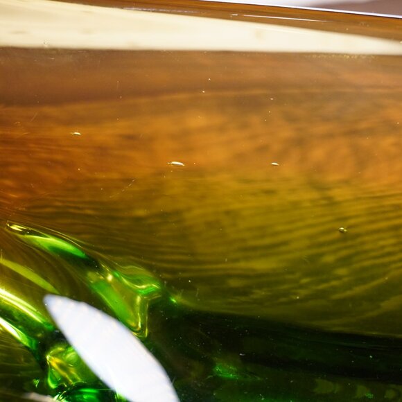 Bohemian Niagara Series Amber & Green Sommerso Chech Glass Bowl by Karel Zemek - Picture 12 of 15